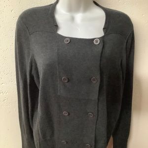 Eileen Fisher Double Breasted Sweater Petite Large Grey/Charcol
